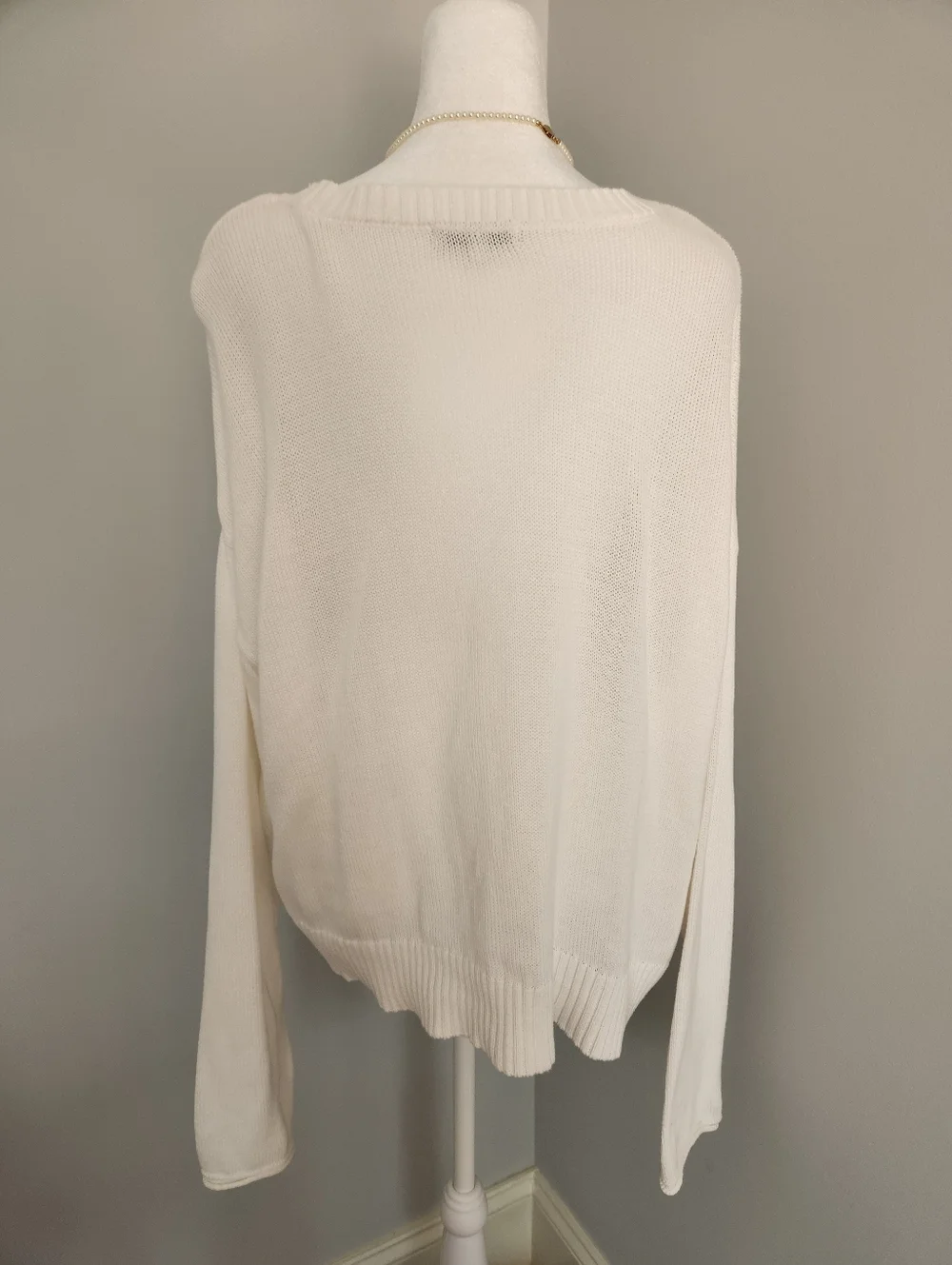 Z Supply Sienna White Sweater with Pink Heart - Women's Pullover L